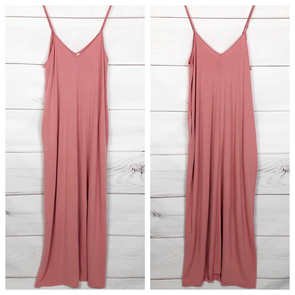 V-Neck Cami Maxi Dress - Dusty Rose